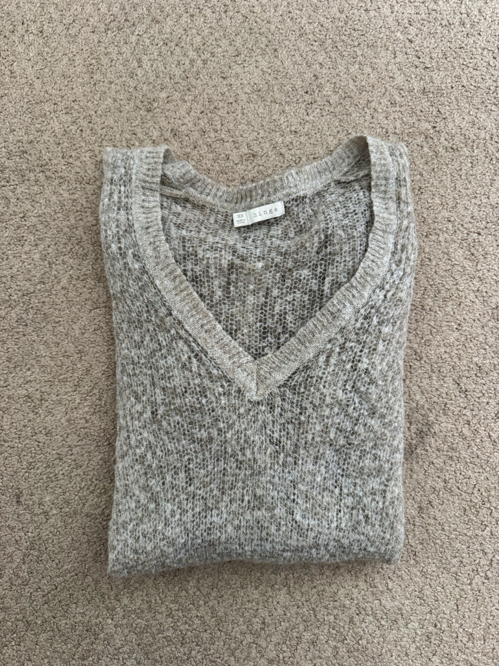 hinge Heather Taupe V-Neck Sweater